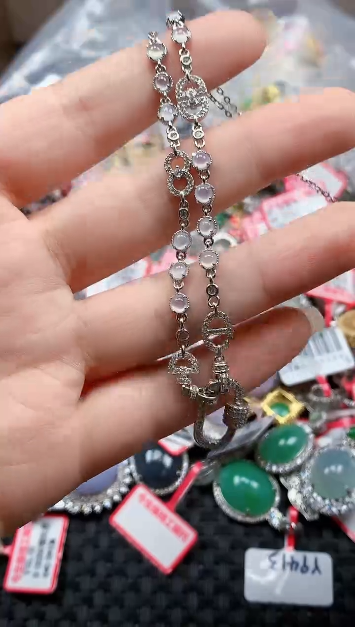 银S925镶嵌戒指翡翠天然A货缅甸翡翠