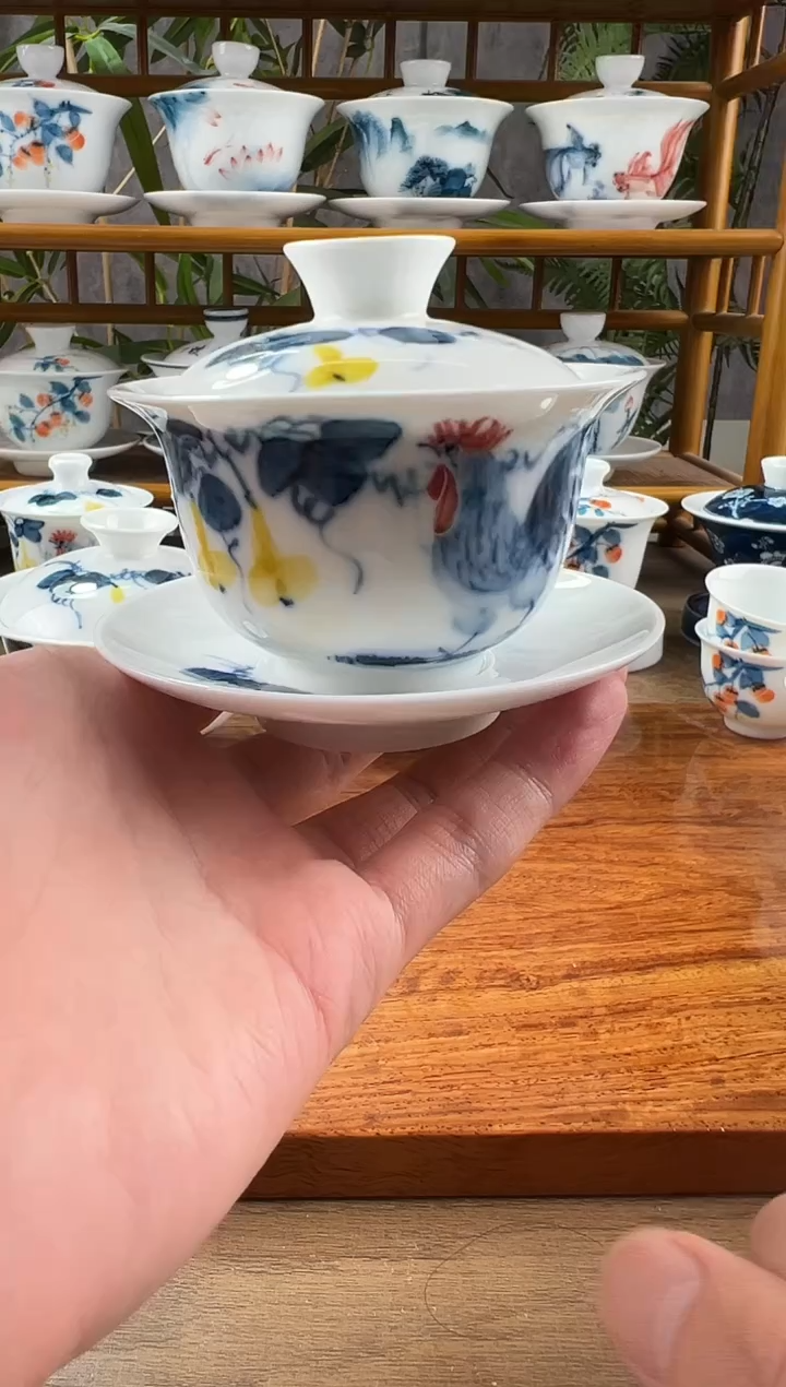 【闪购商品】微瑕公鸡130ml三才盖碗