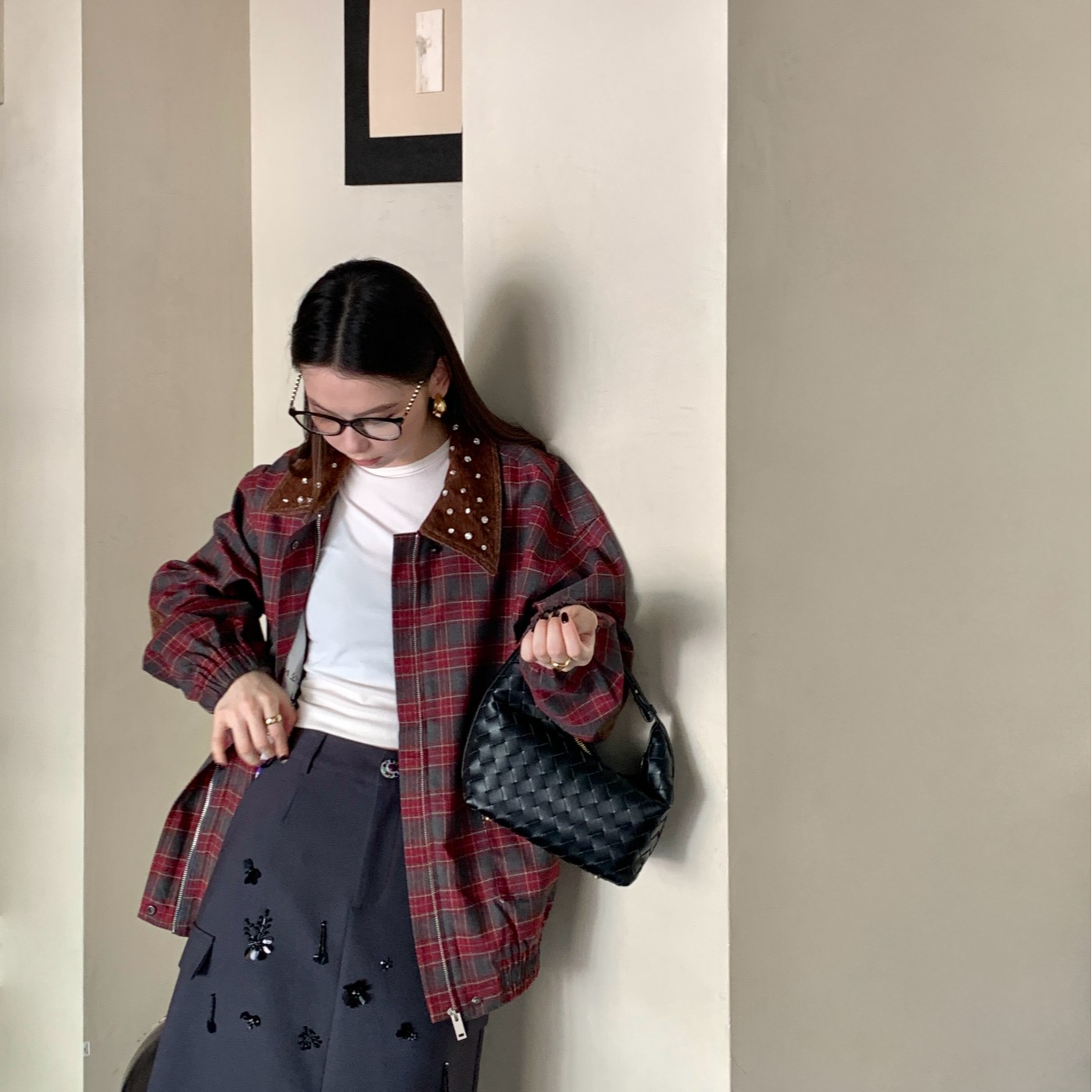 设计师品牌YANGHAIYANG 24AW格纹翻领外套