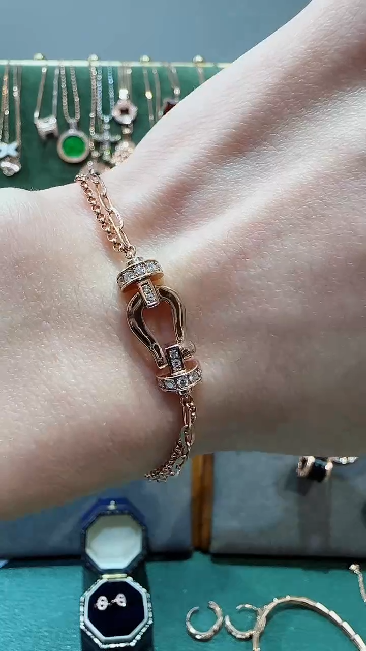 【闪购商品】钻石手链18K金镶嵌18K金钻石马蹄手链