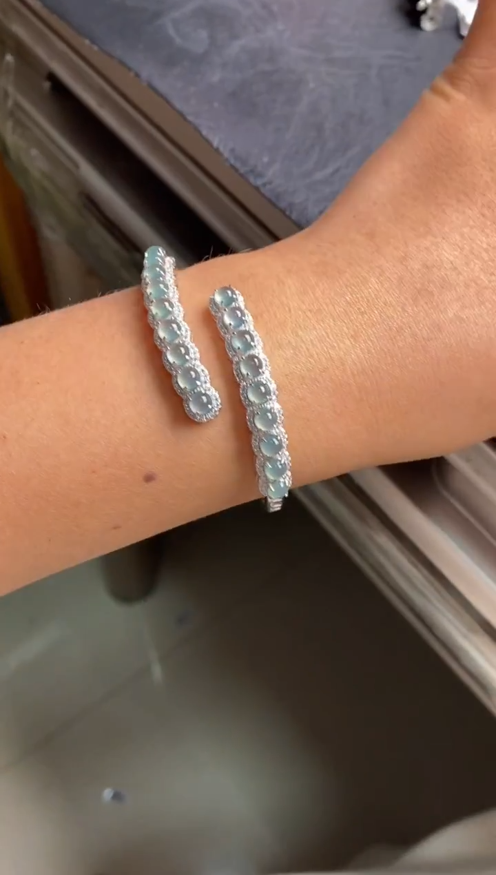 银S925镶嵌戒指翡翠天然A货翡翠