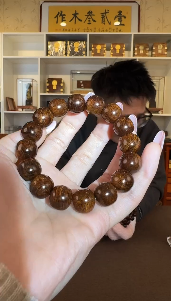 黄花梨/降香黄檀13*14 水波瘤疤老型单圈手串