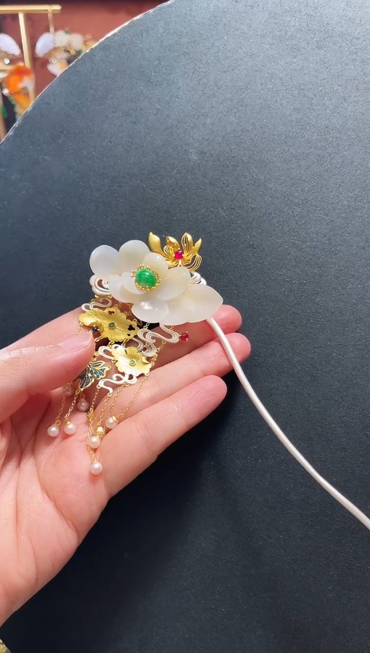 【闪购商品】和田玉发簪银S925镶嵌发簪