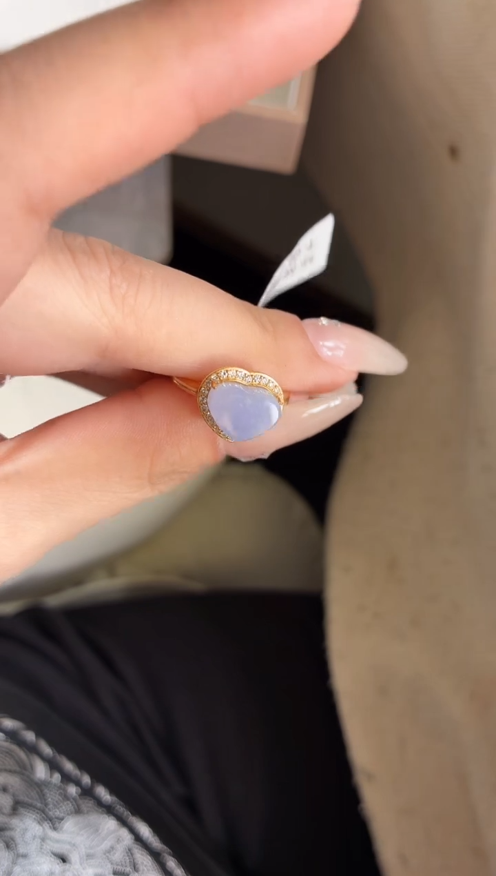 吊坠(不含链)银S925镶嵌翡翠戒指