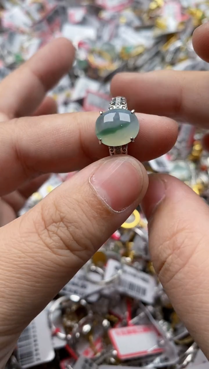 【闪购商品】翡翠戒指银S925镶嵌9999---8