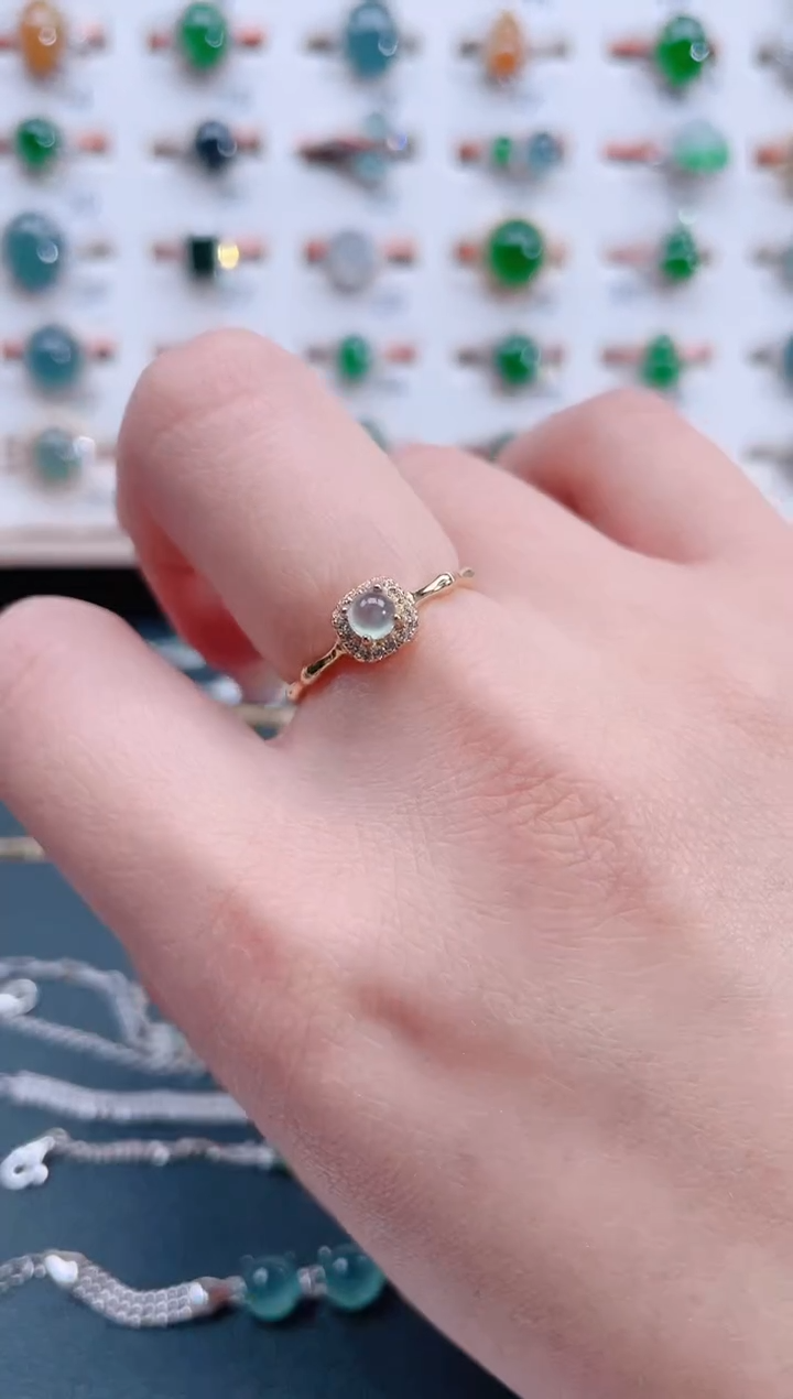 银S925镶嵌戒指翡翠天然翡翠