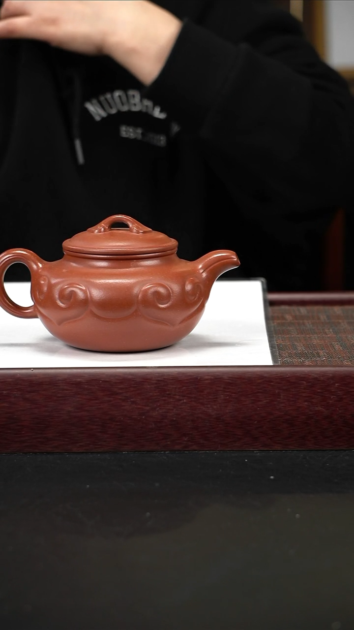 茶壶紫砂ZQ朱泥 如意仿古400cc