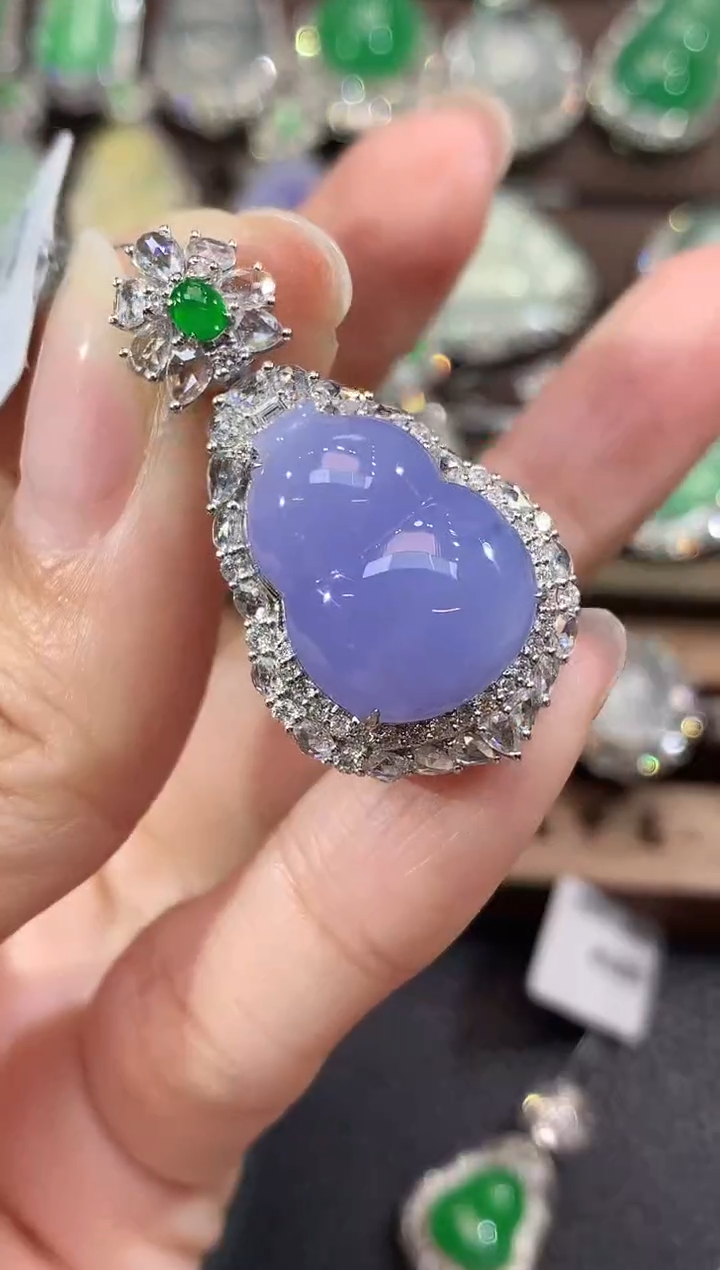 吊坠(不含链)18K金镶嵌翡翠D42 紫货有一定色差