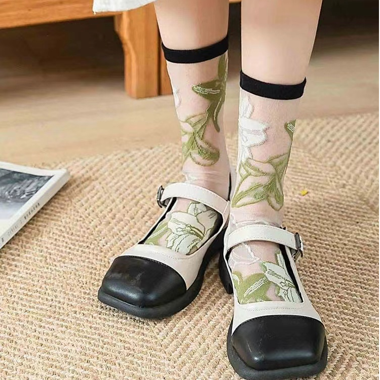 水晶丝袜子女夏季中筒冰冰袜ins轻薄透气