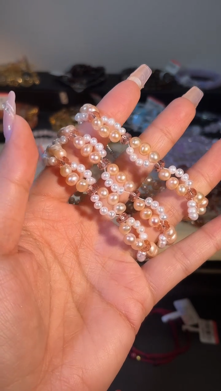 银S925镶嵌手链淡水珍珠k686多样性发货一件 