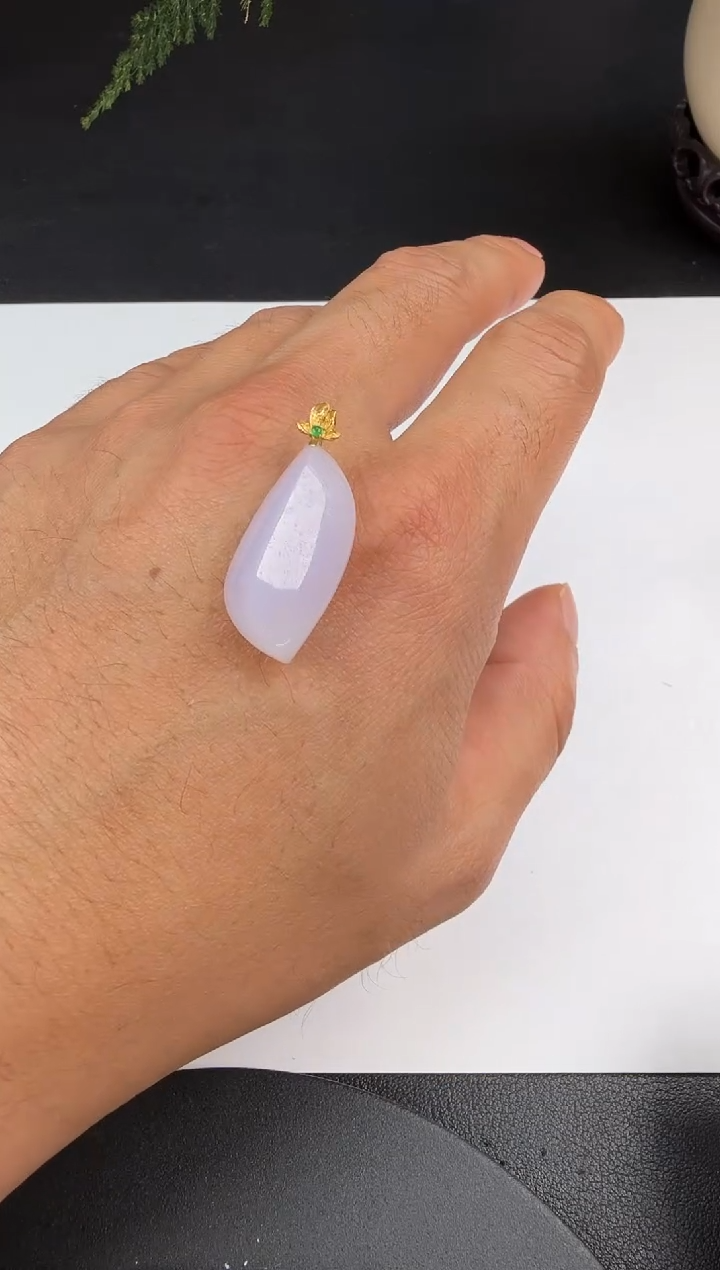 吊坠(不含链)18K金镶嵌翡翠翡翠饰品-81