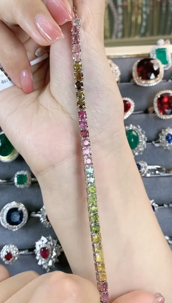 【闪购商品】手链银S925镶嵌碧玺一条