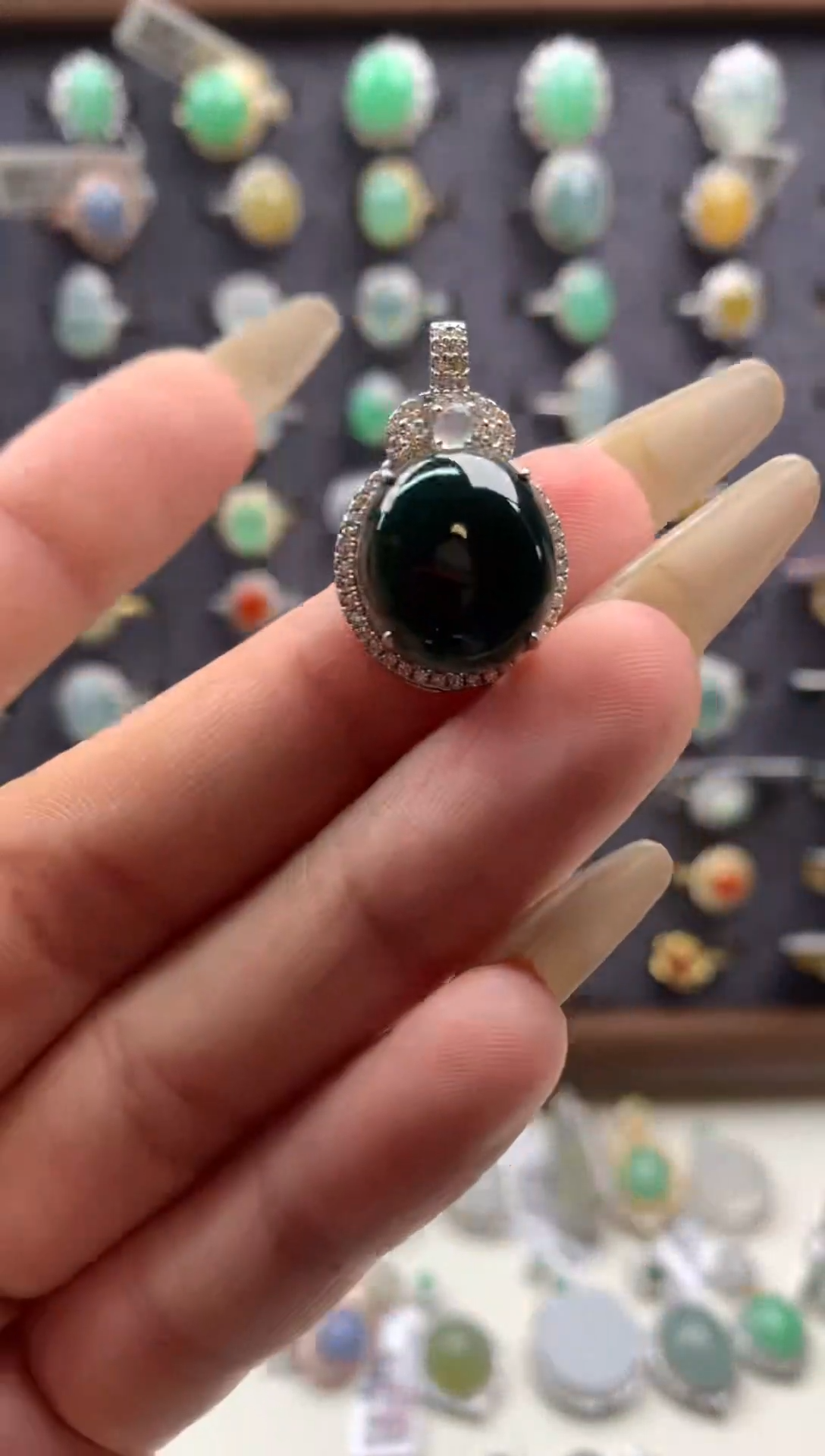 吊坠(不含链)银S925镶嵌翡翠75