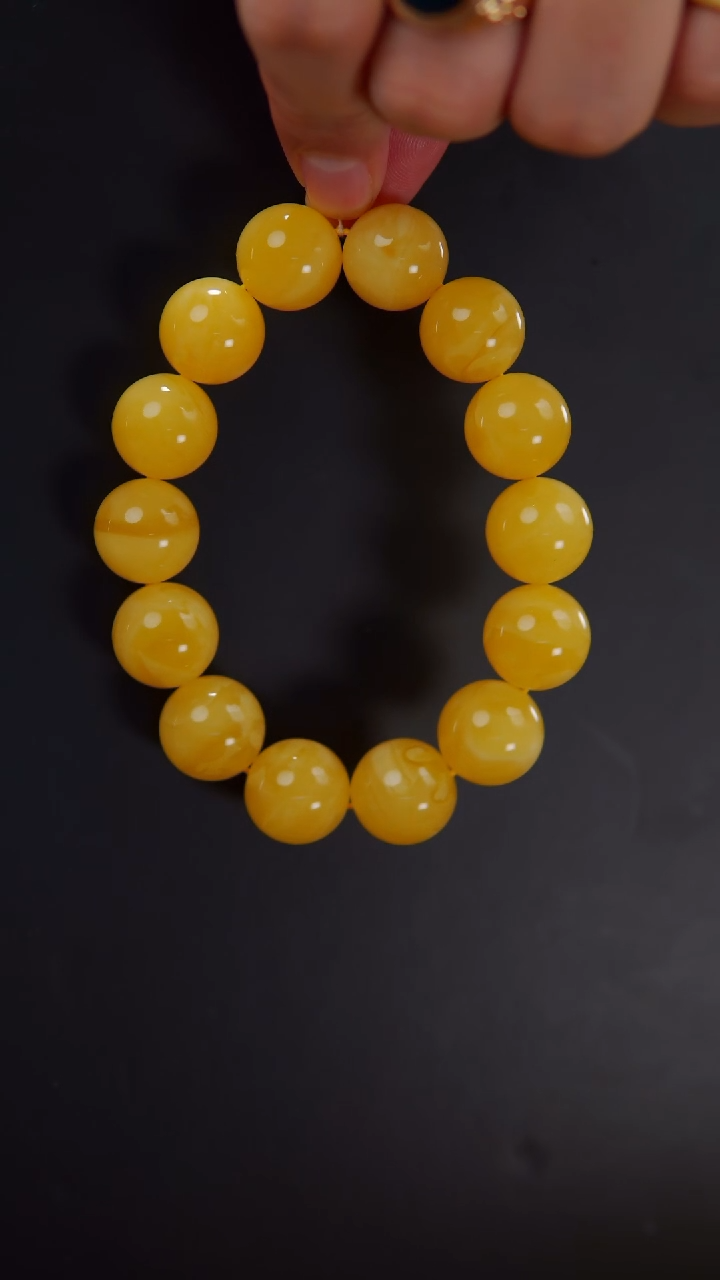 【闪购商品】蜜蜡手串未镶嵌焦皮料圆珠手串40.3