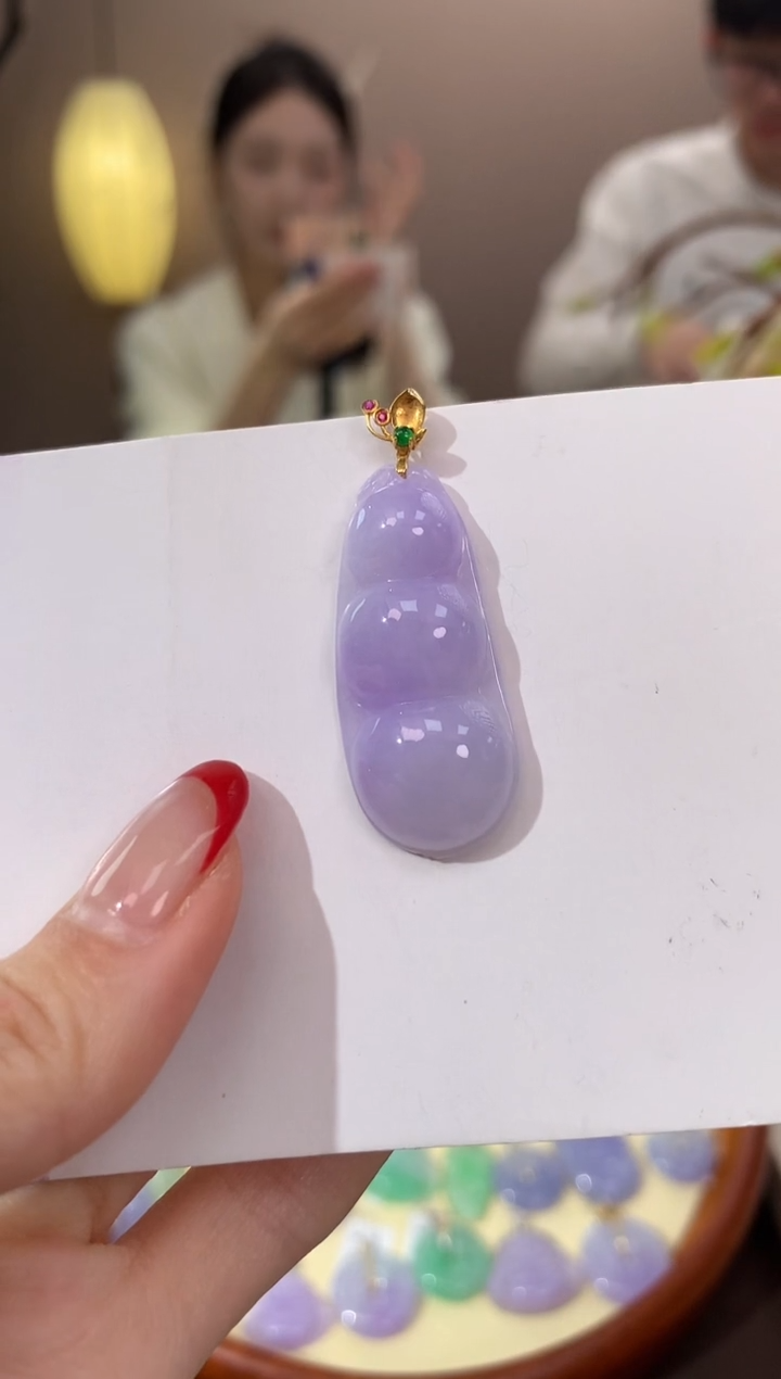 【闪购商品】翡翠颈饰18K金镶嵌天然缅甸a货翡翠