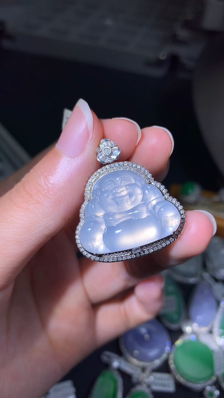 吊坠(不含链)18K金镶嵌翡翠吊坠