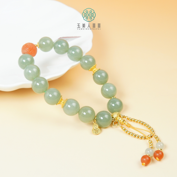 菲菲珠宝好~36766-S925和田玉约12mm手串