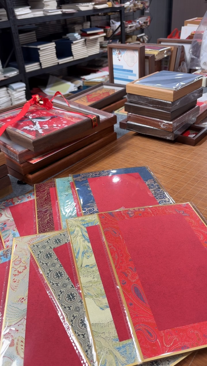 A4宋锦加厚硬卡10张全红