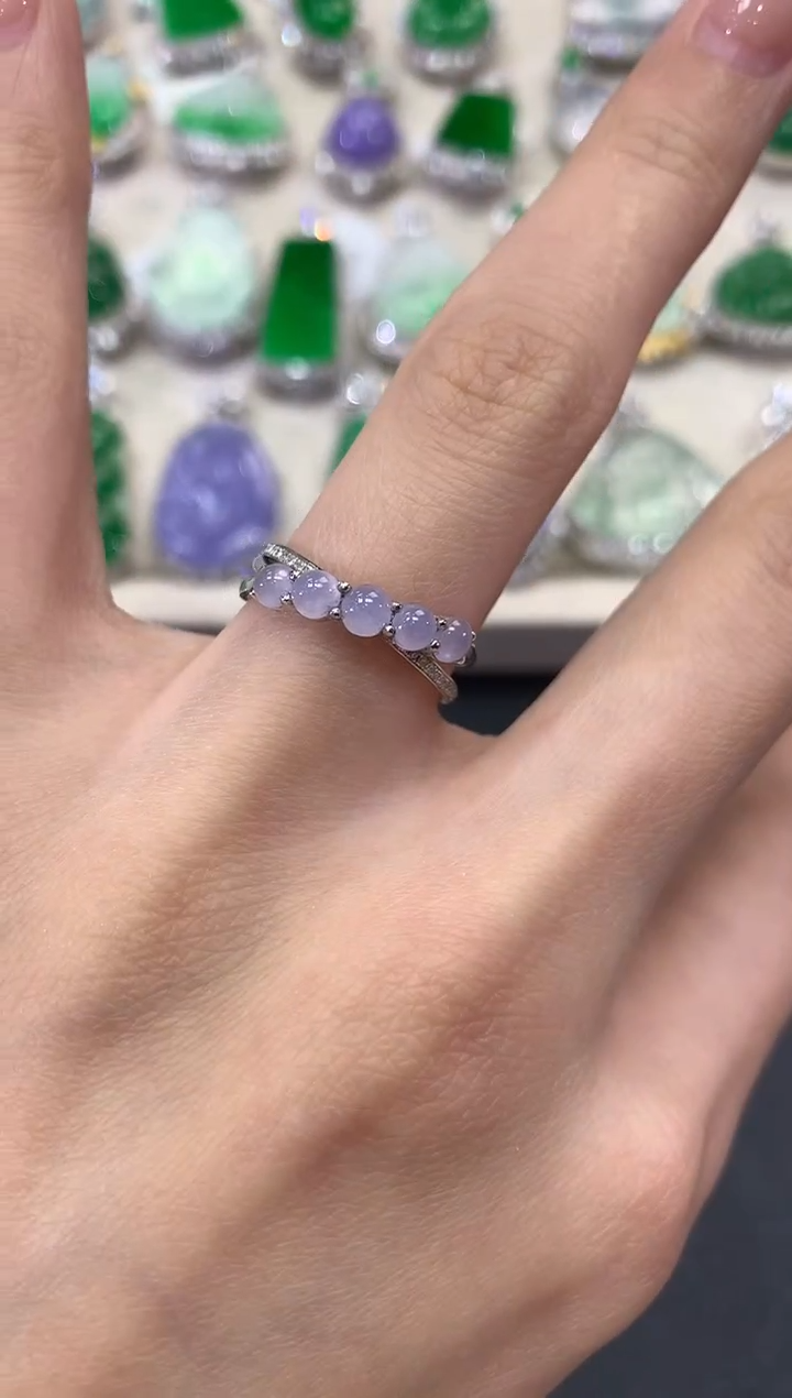 【闪购商品】翡翠戒指18K金镶嵌q1紫货有色差