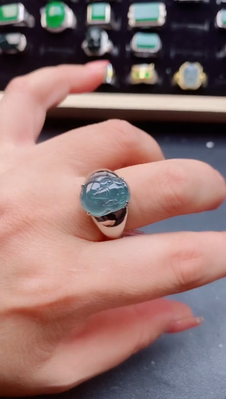 【闪购商品】翡翠戒指银S925镶嵌058080
