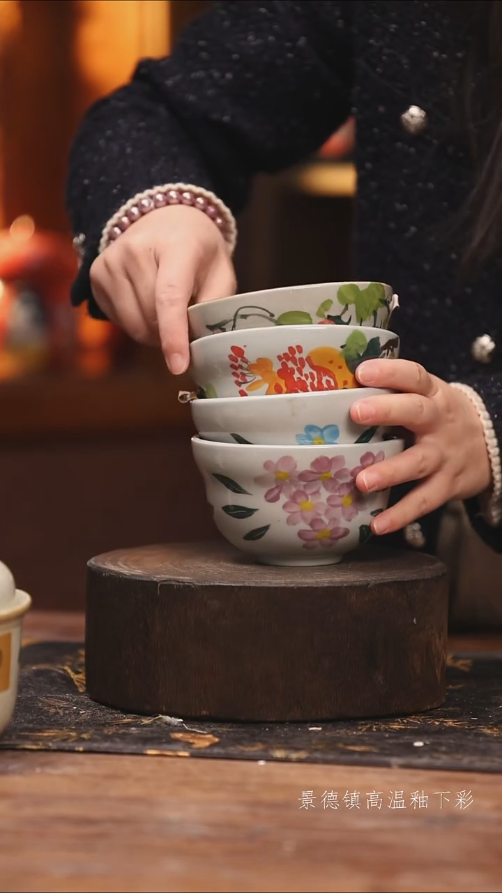 陶瓷景德镇高温釉下手绘陶瓷