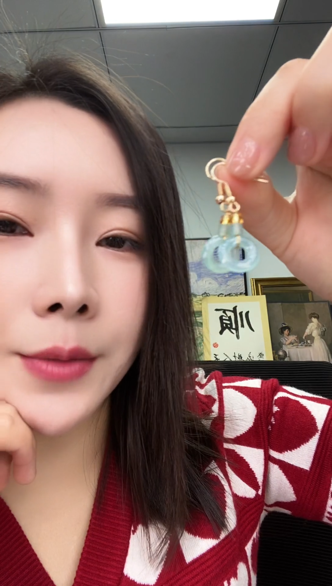 合金翡翠耳饰JJ0063
