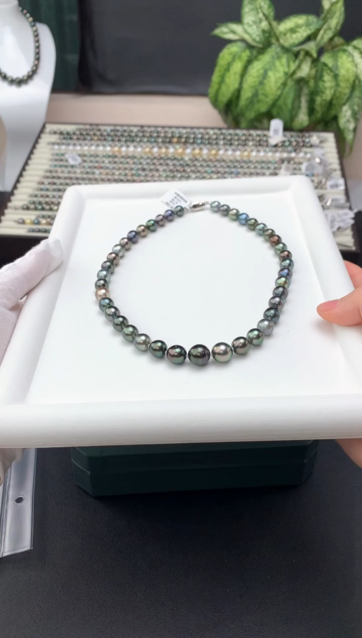 【闪购商品】海水珍珠项链银S925镶嵌海水大溪地珍珠项链 8-11