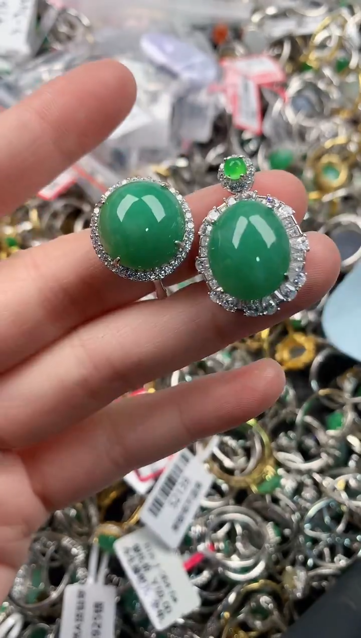 银S925镶嵌戒指翡翠10                  7