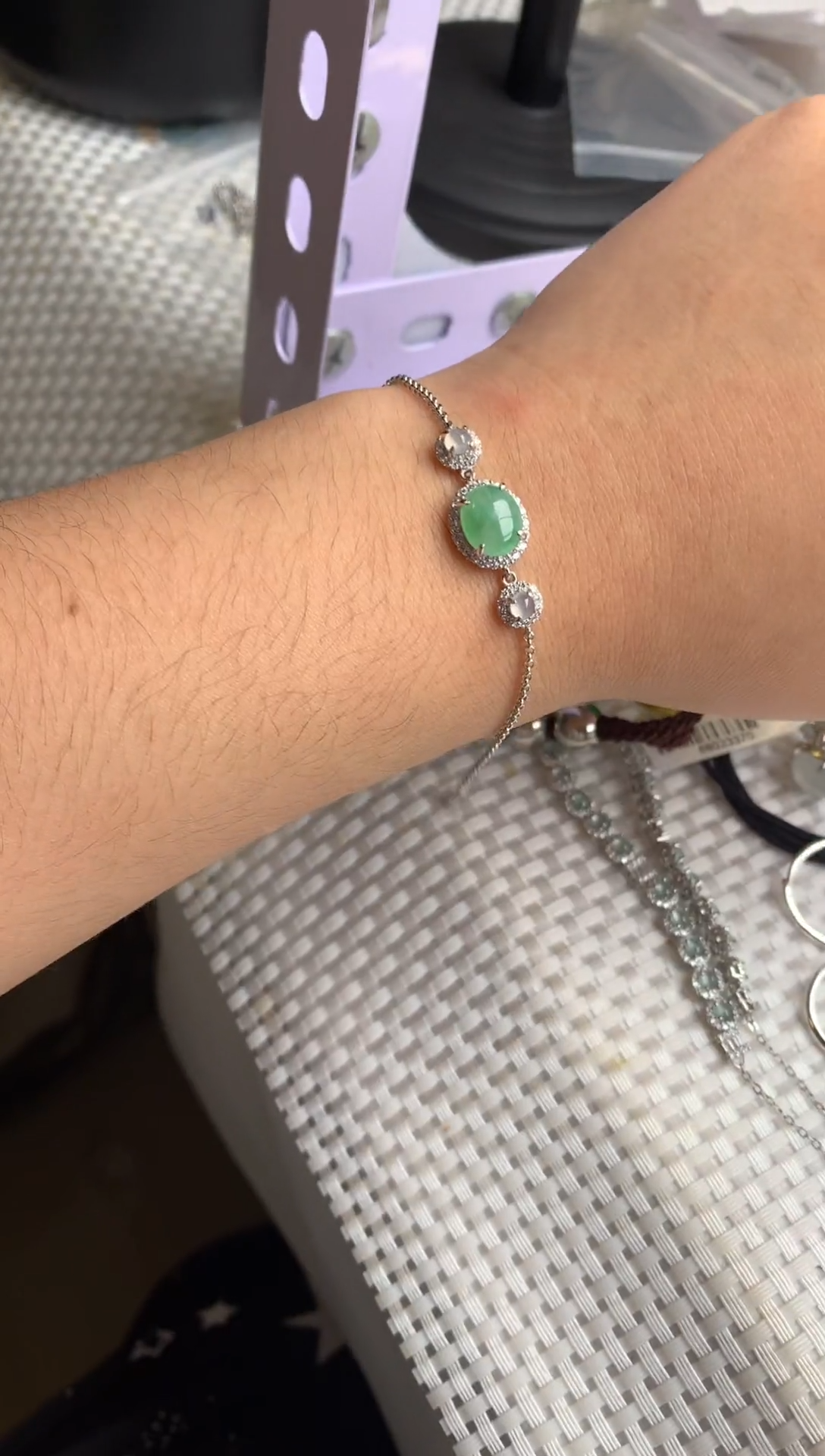 银S925镶嵌戒指翡翠手链