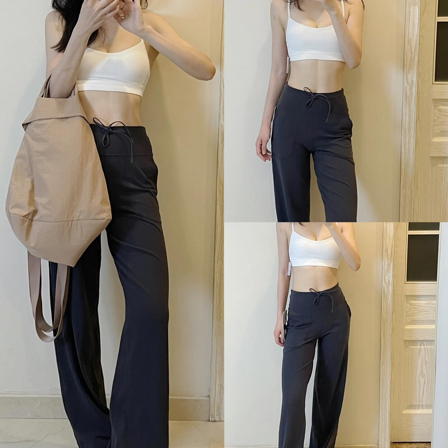 Lulu EpochThrbak瑜伽高腰时尚薄款直筒裤