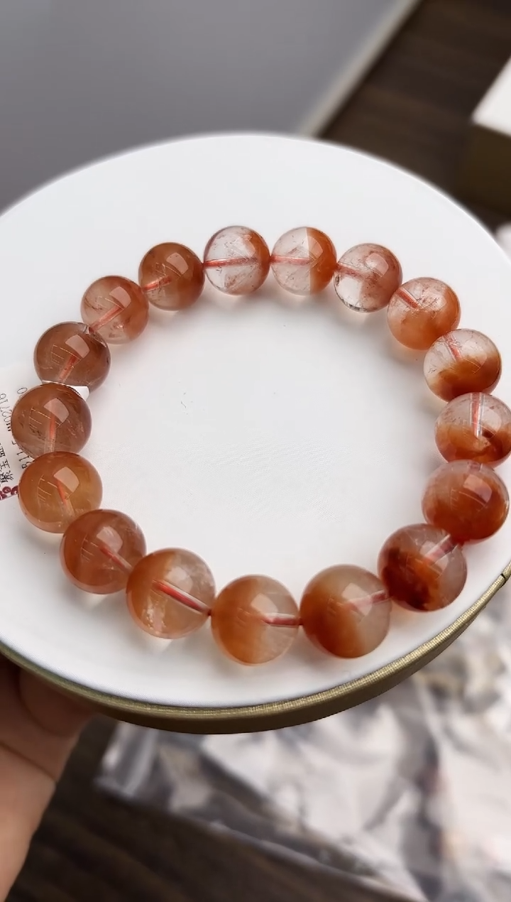 未镶嵌手串水晶XL3378聚宝盆红兔毛12+多样性发一