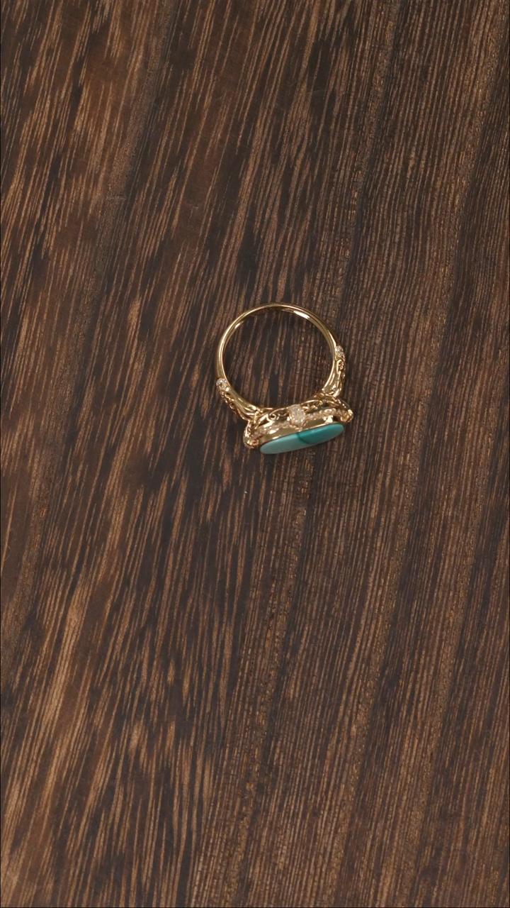 【闪购商品】绿松石戒指18K金镶嵌1