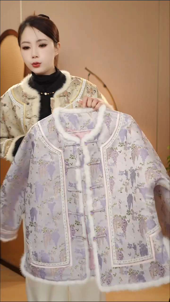 紫藤花夹棉外套    