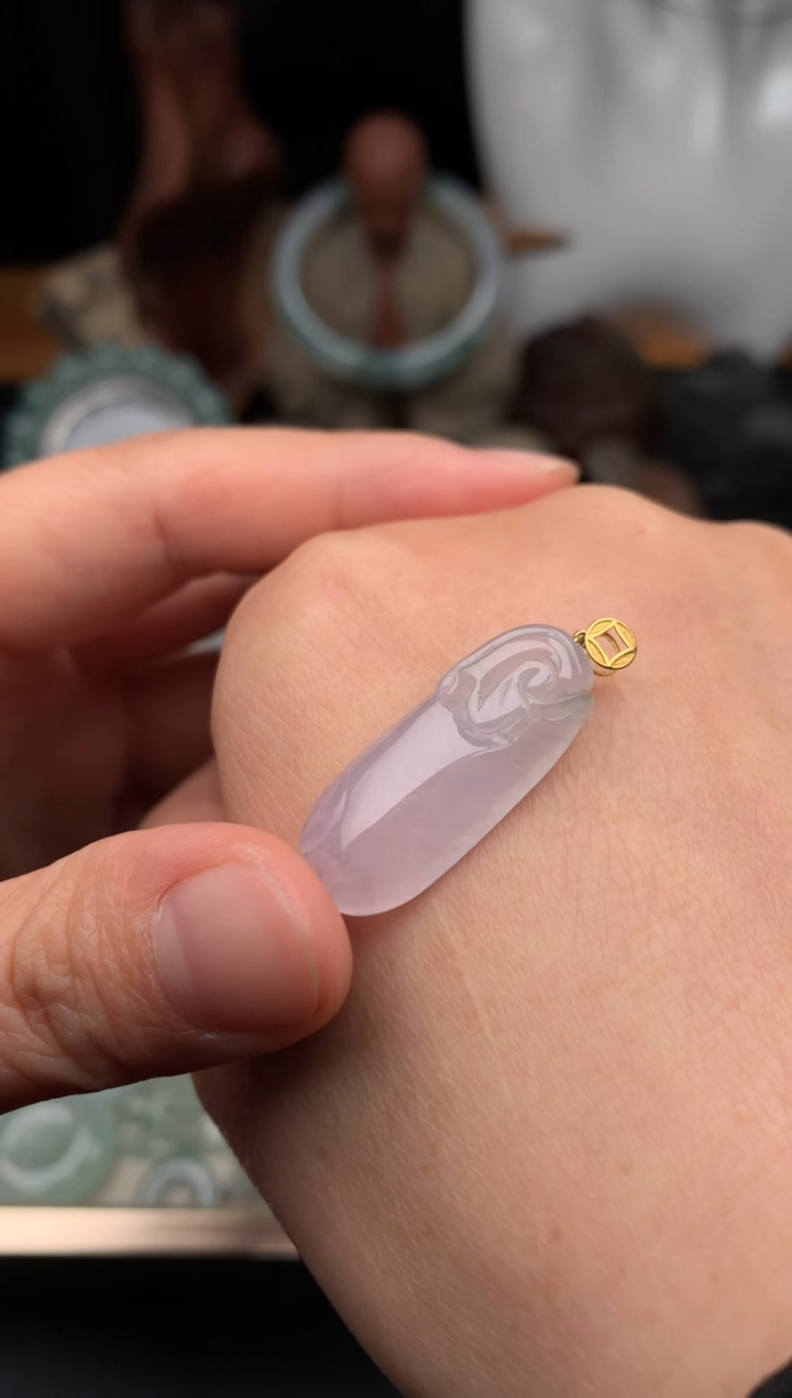 吊坠(不含链)18K金镶嵌翡翠吊坠