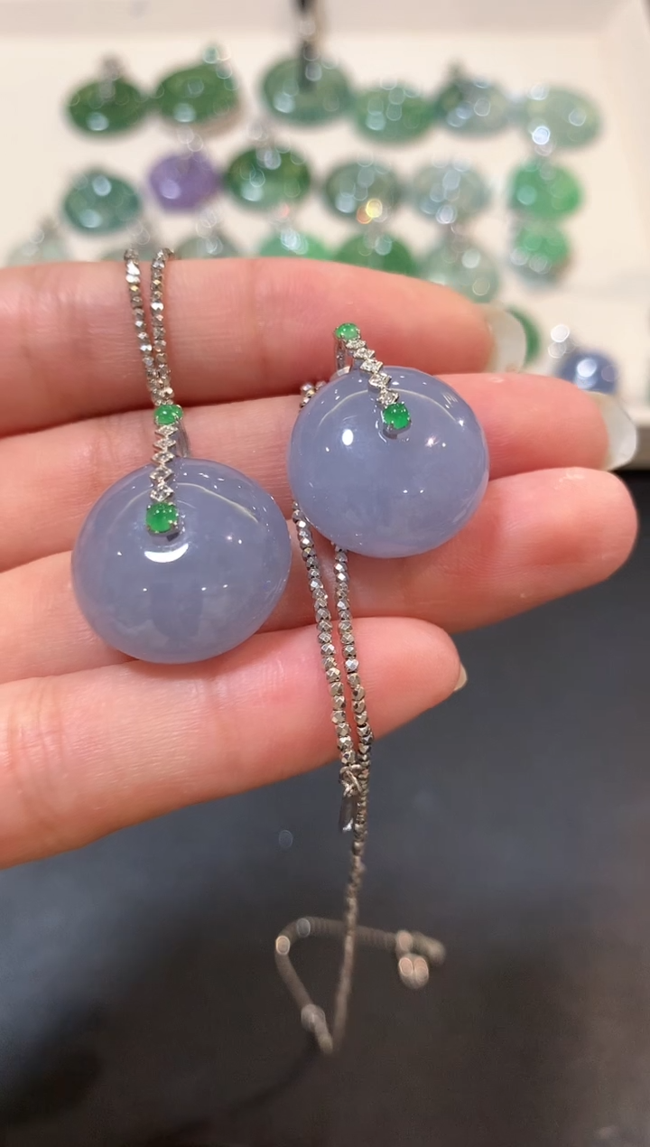 翡翠18K金镶嵌吊坠(不含链)b19紫色有色差多样性一件发货不退换