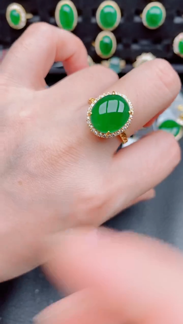 【闪购商品】翡翠戒指银S925镶嵌天然a货翡翠546