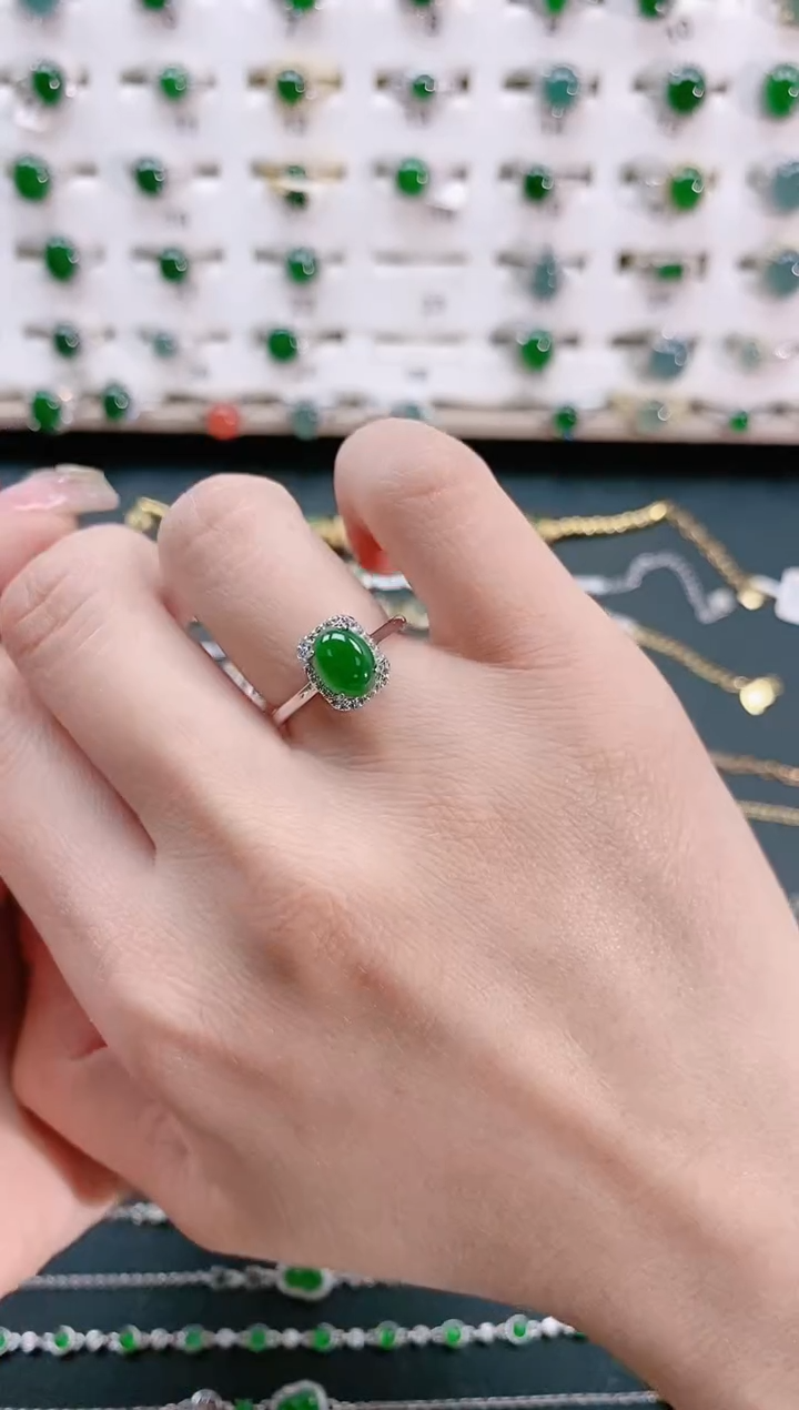 【闪购商品】翡翠戒指银S925镶嵌天然翡翠