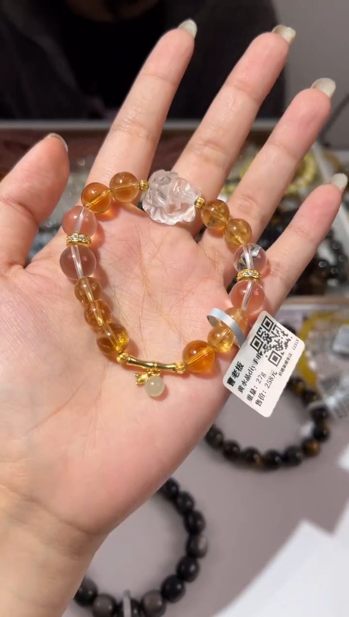 【闪购商品】水晶手链未镶嵌黄水晶diy白水晶狐狸