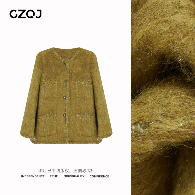 老琴私服【巴黎碎片】优雅气质加厚保暖轻奢小香风外套女88067（暇）