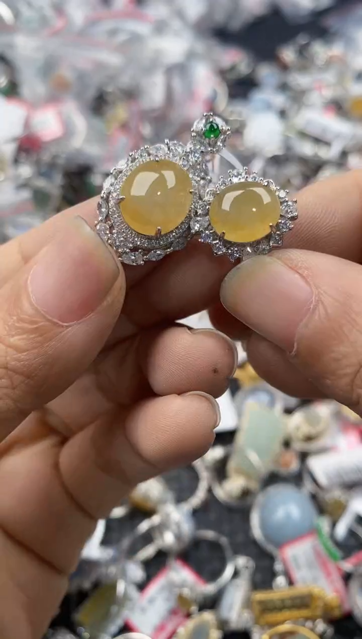 银S925镶嵌戒指翡翠444             2