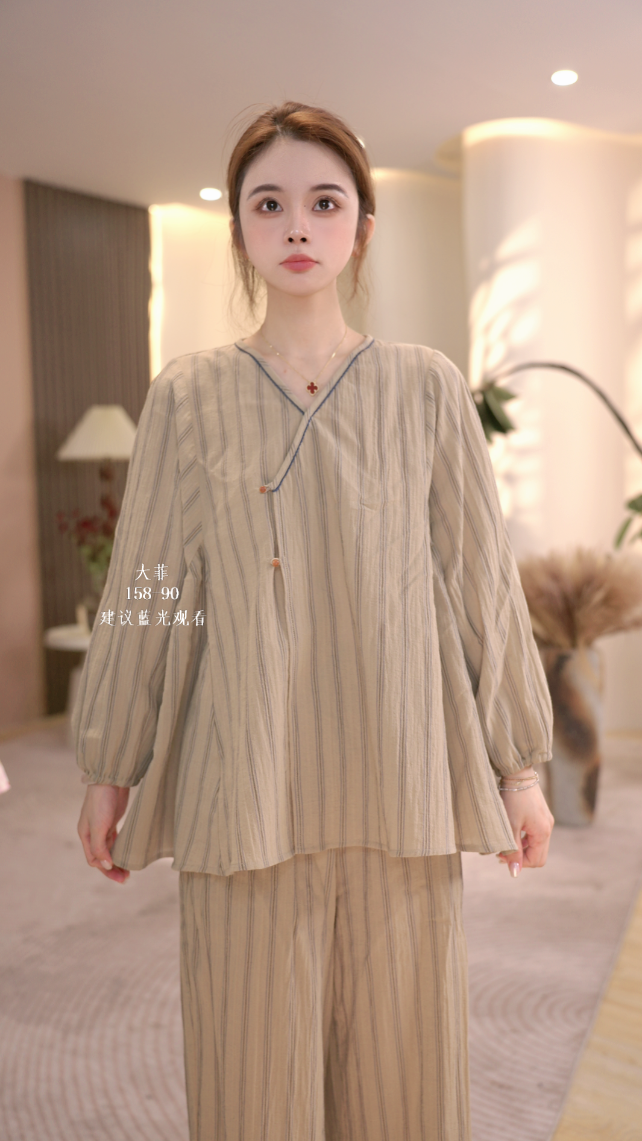 大菲【听雨时】高定设计款中式风家居服套装