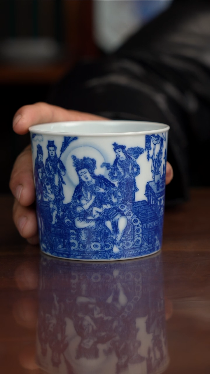 晓竹窑青花姨母育佛图