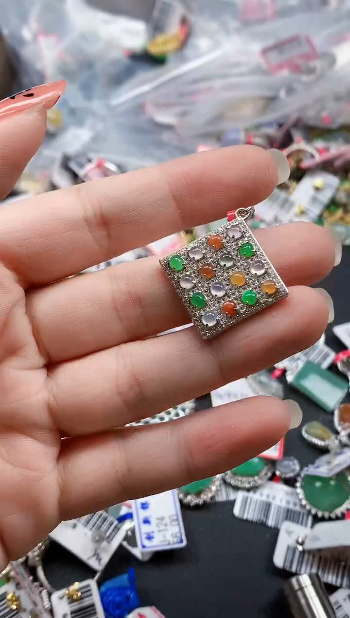 银S925镶嵌戒指翡翠天然A货缅甸翡翠