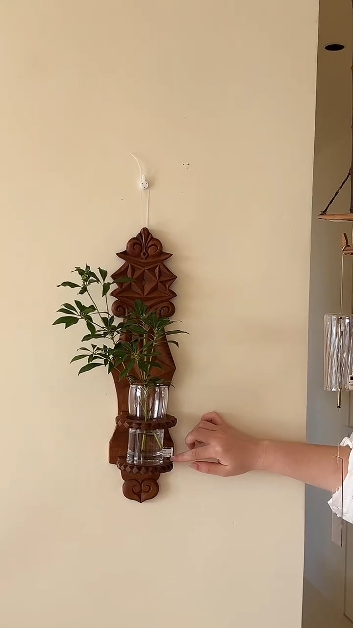 茶道摆件0000木雕挂花器2178