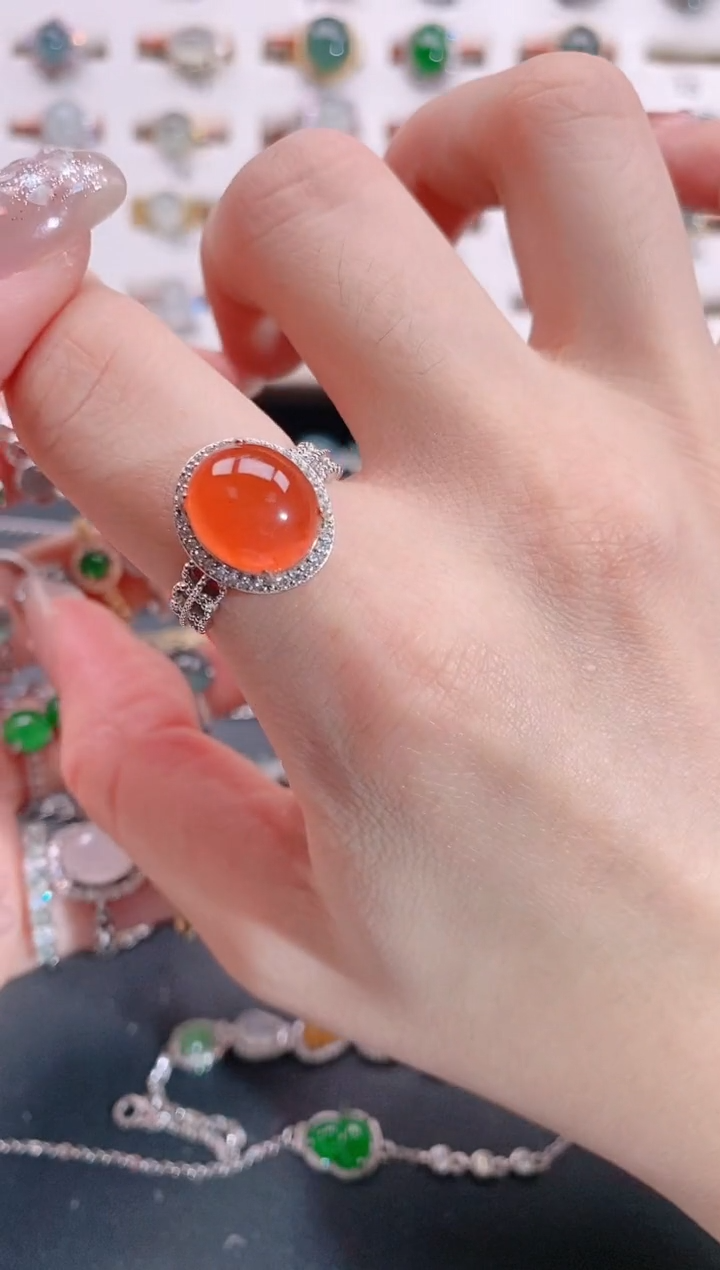 银S925镶嵌南红玛瑙戒指天然南红