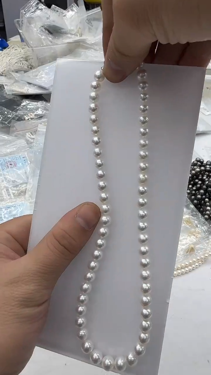 项链银S925镶嵌淡水珍珠8mm 高货款