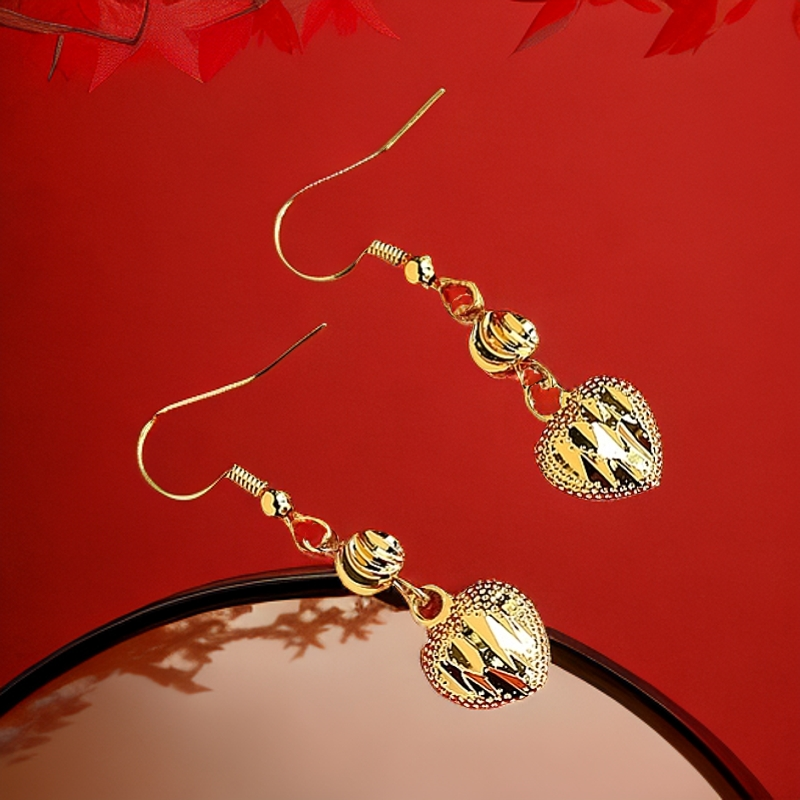 【诗小小】国潮风百搭款流行合金耳饰爱心耳坠（ZL70715）