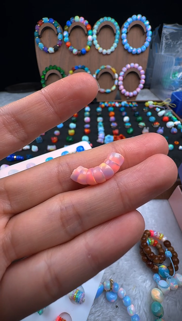 裸石合成欧泊卡6西柚粉大肠一组