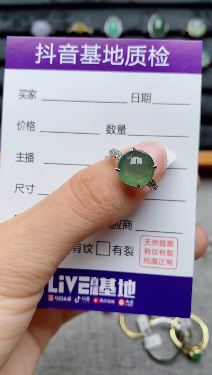 银S925镶嵌戒指翡翠1