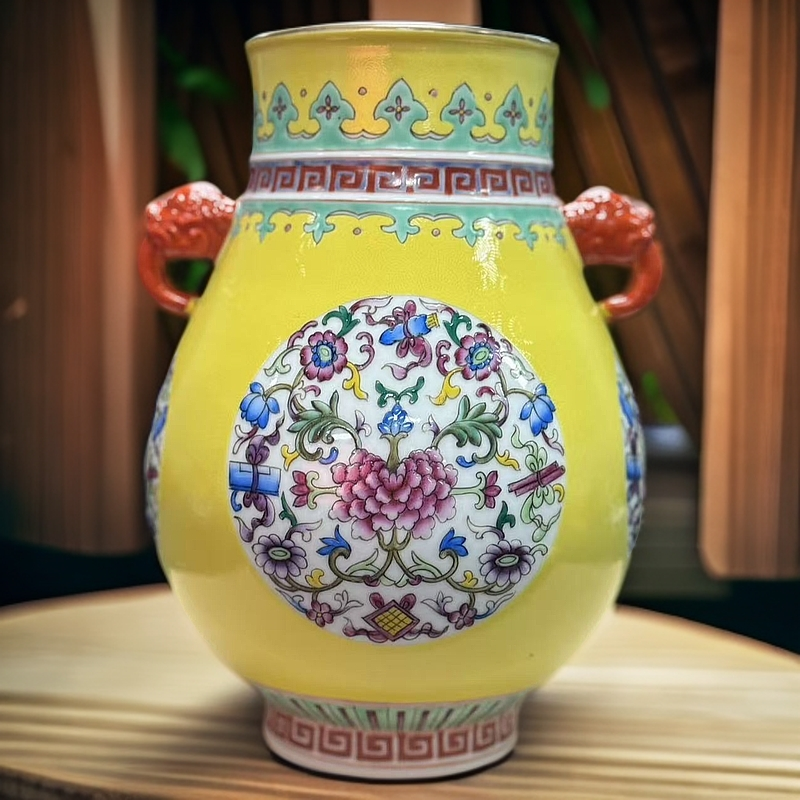  【景德镇】高温陶瓷，张文月手工手绘福筒尊